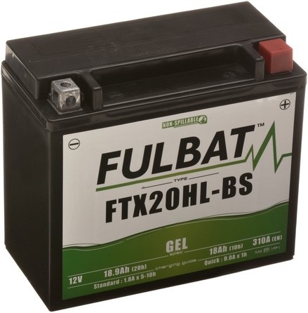 Batéria 12V, YTX20L-BS, 18AH, 270A, Bezúdržbová gél 175X87X155, FULBAT (aktivovaná vo výrobe)